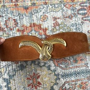 Vintage leather waist belt with gold accents